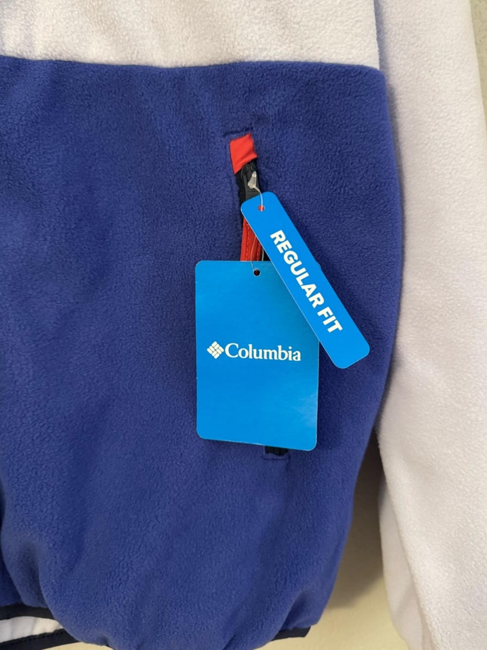 Columbia Light Lavender, Blue & Red Colorblock Fleece Jacket - Picture 6 of 8